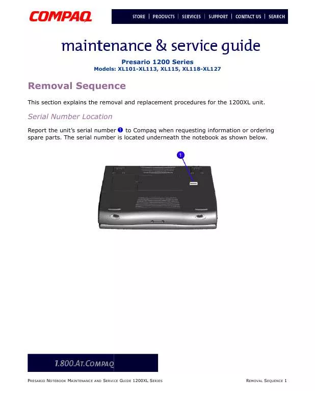 Mode d'emploi COMPAQ XL101-XL113