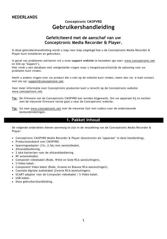 Mode d'emploi CONCEPTRONIC CM3PVRD