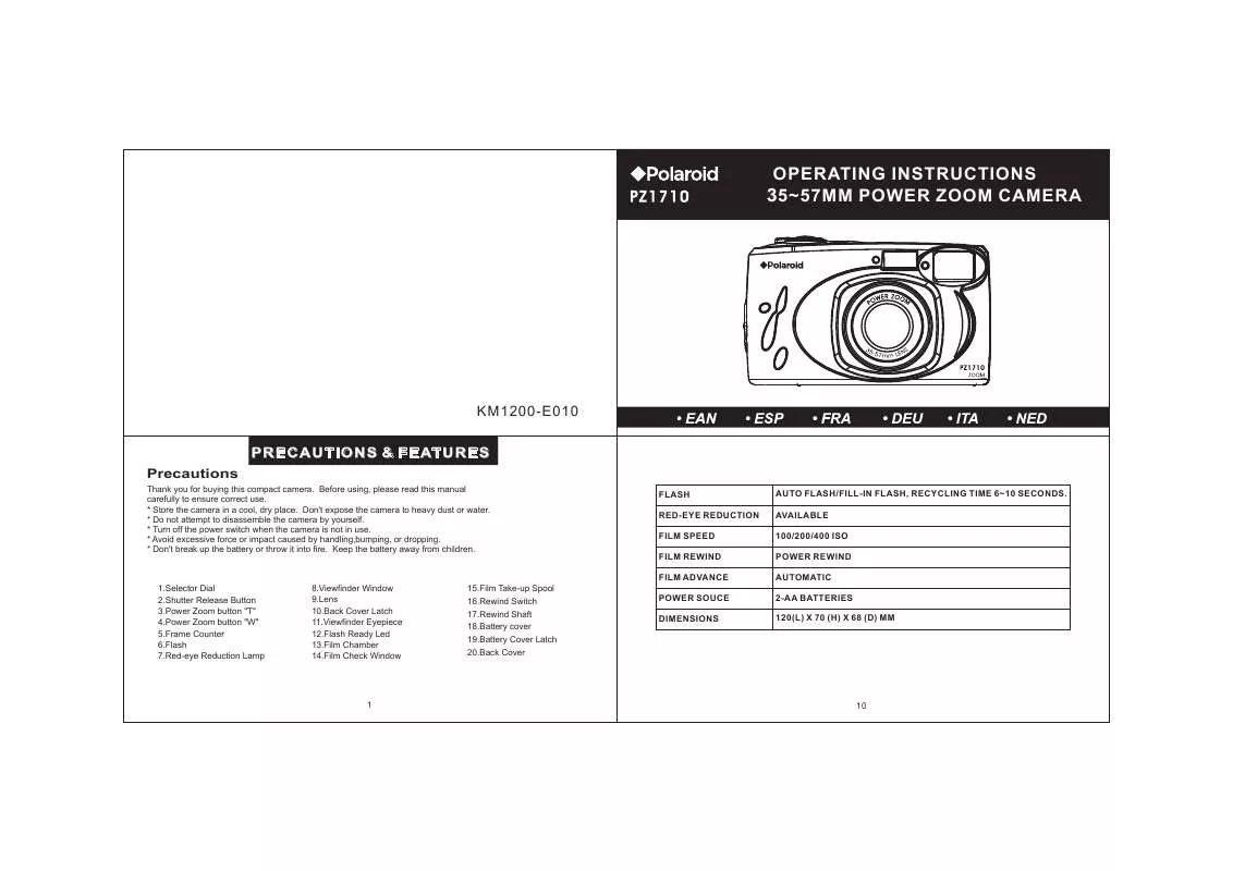 Mode d'emploi CONCORD POLAROID PZ1710