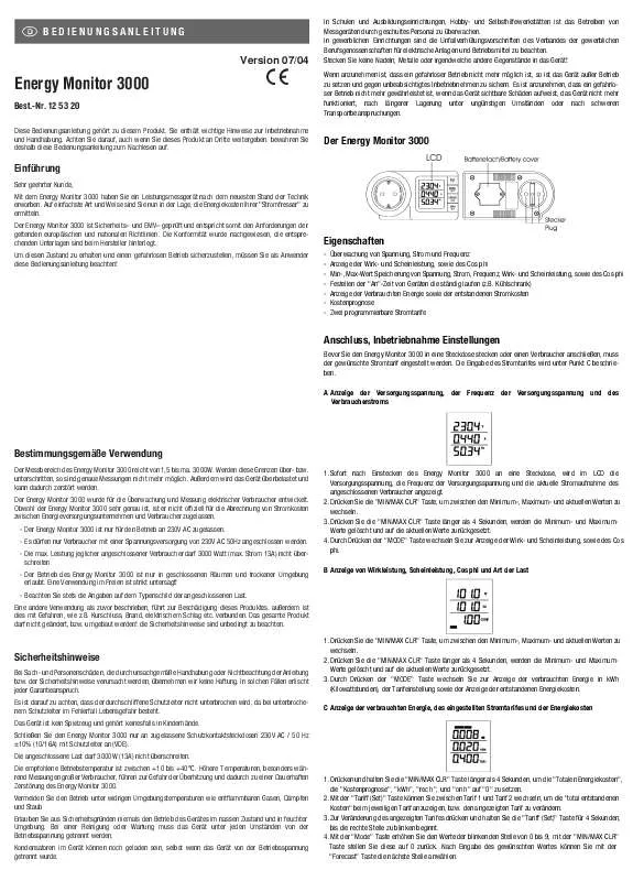 Mode d'emploi CONRAD ENERGY MONITOR 3000