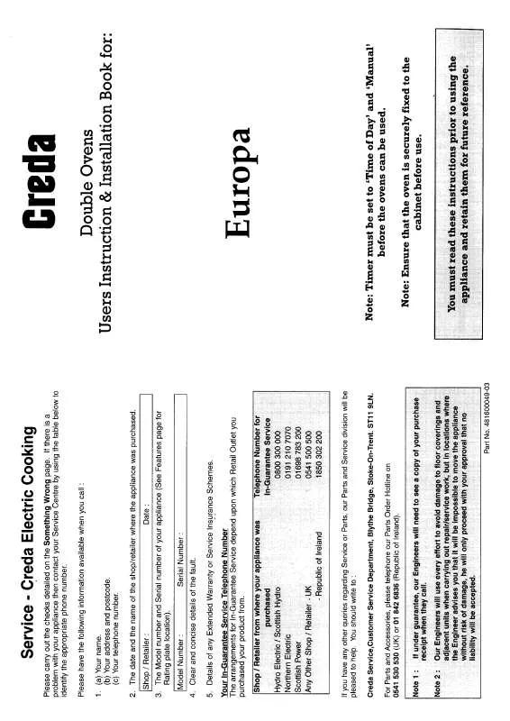 Mode d'emploi CREDA HB48164