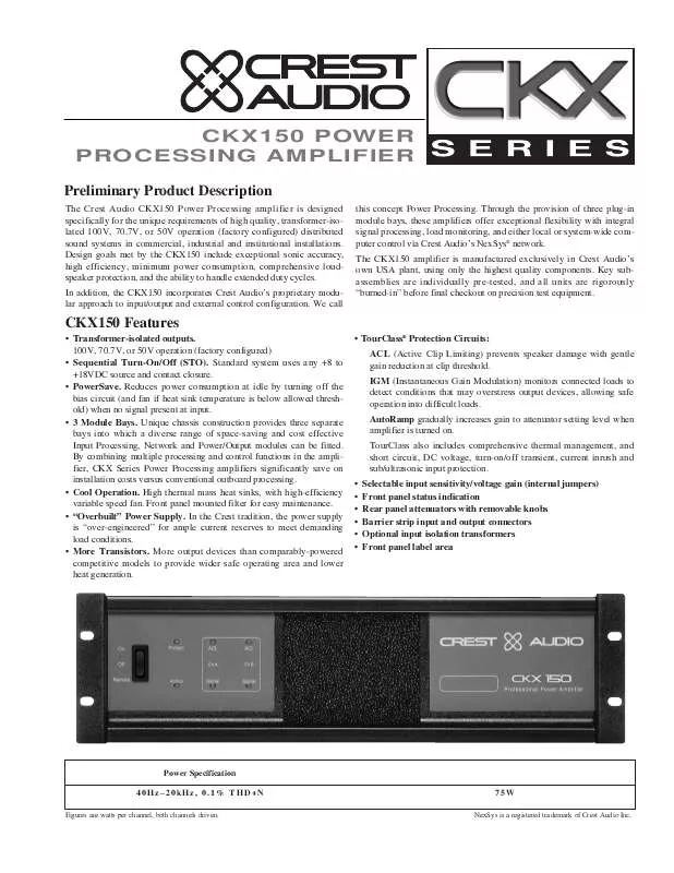 Mode d'emploi CREST AUDIO CKX150