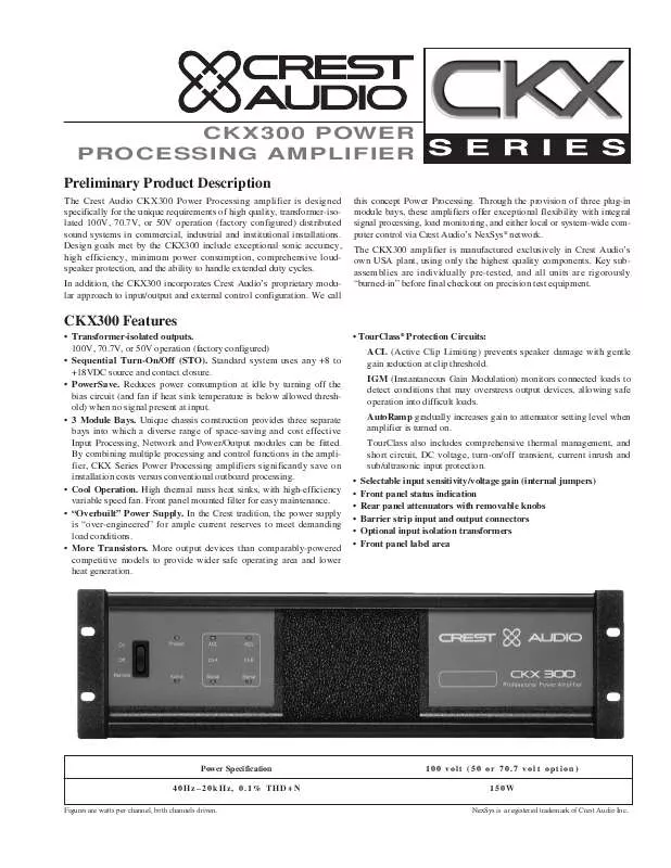 Mode d'emploi CREST AUDIO CKX300