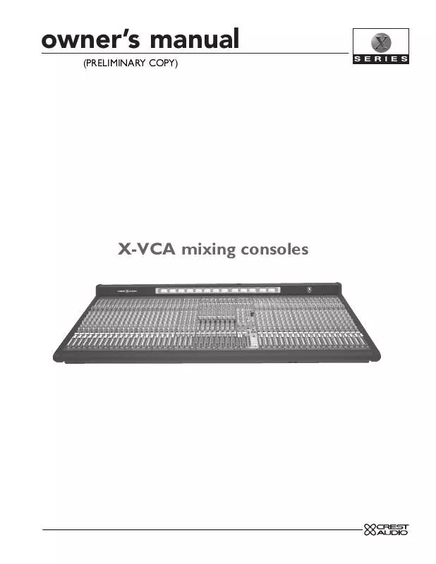 Mode d'emploi CREST AUDIO X-VCA