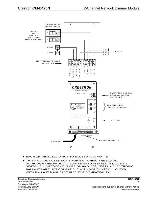 Mode d'emploi CRESTRON CLI-D120N