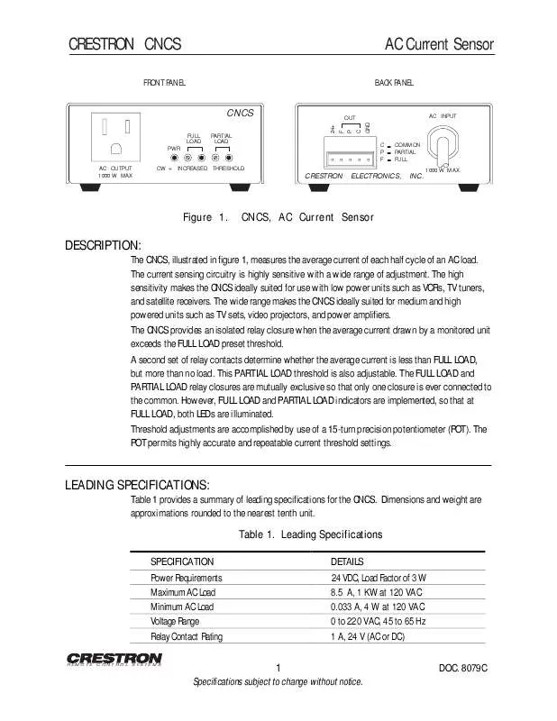 Mode d'emploi CRESTRON CNCS