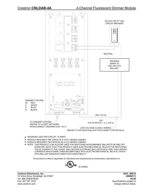 Mode d'emploi CRESTRON CNLDAB-4A