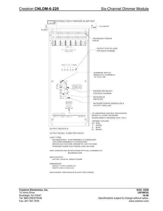 Mode d'emploi CRESTRON CNLDM-6-220