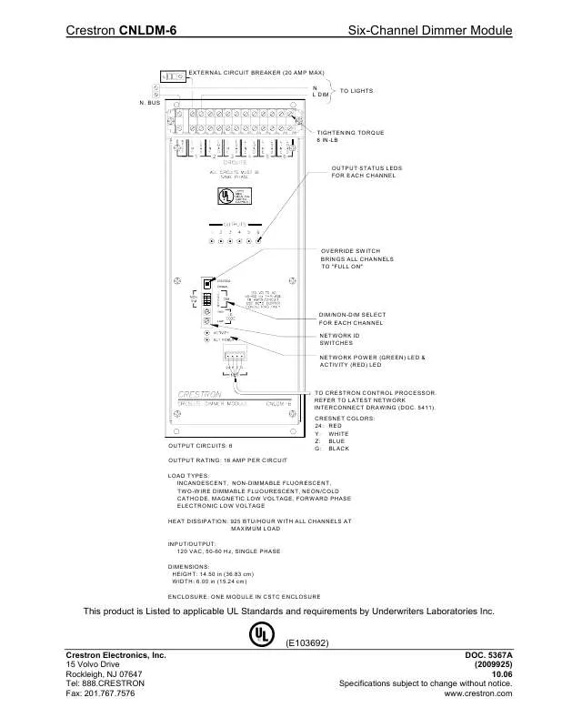 Mode d'emploi CRESTRON CNLDM-6