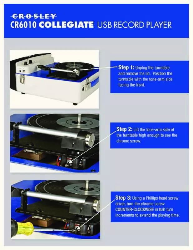 Mode d'emploi CROSLEY COLLEGIATE