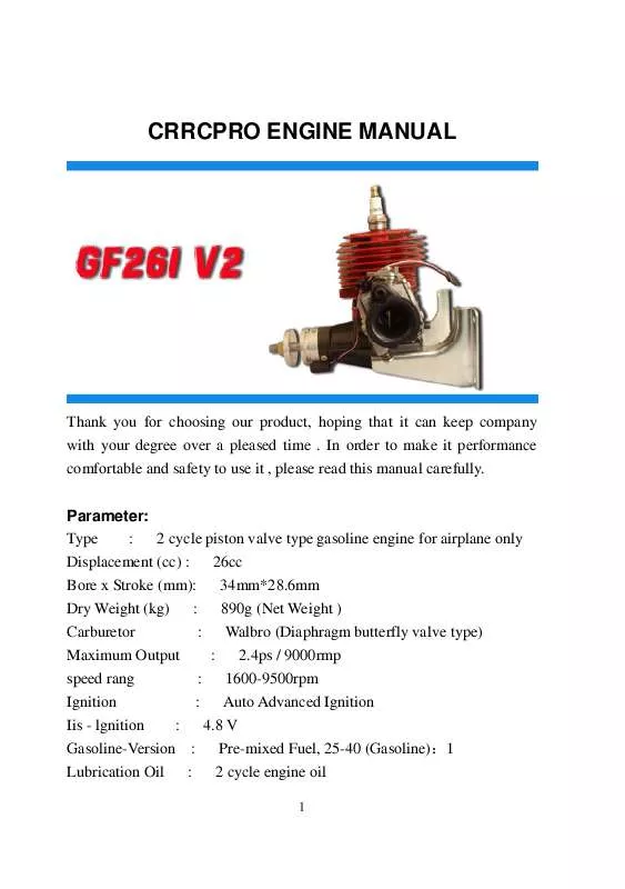 Mode d'emploi CRRCPRO GF26I V2