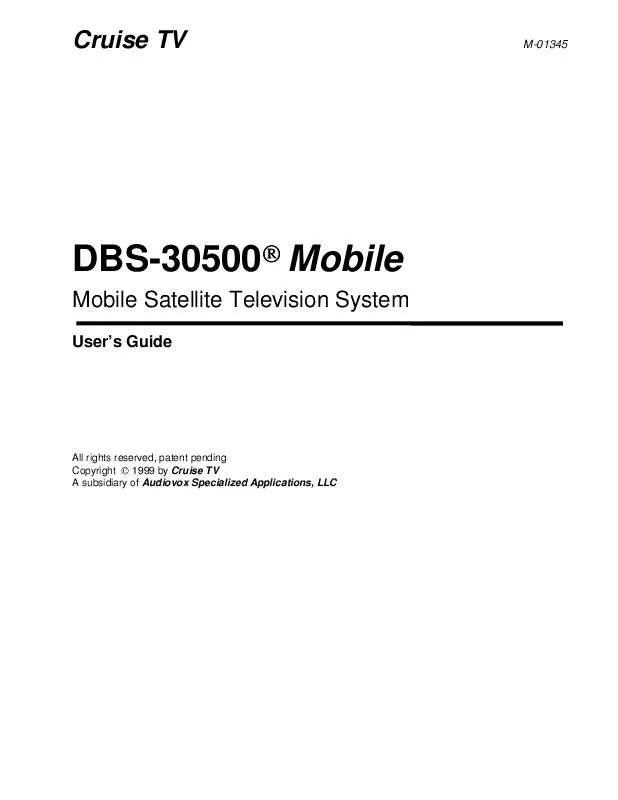 Mode d'emploi CRUISE TV DBS-30500 MOBILE