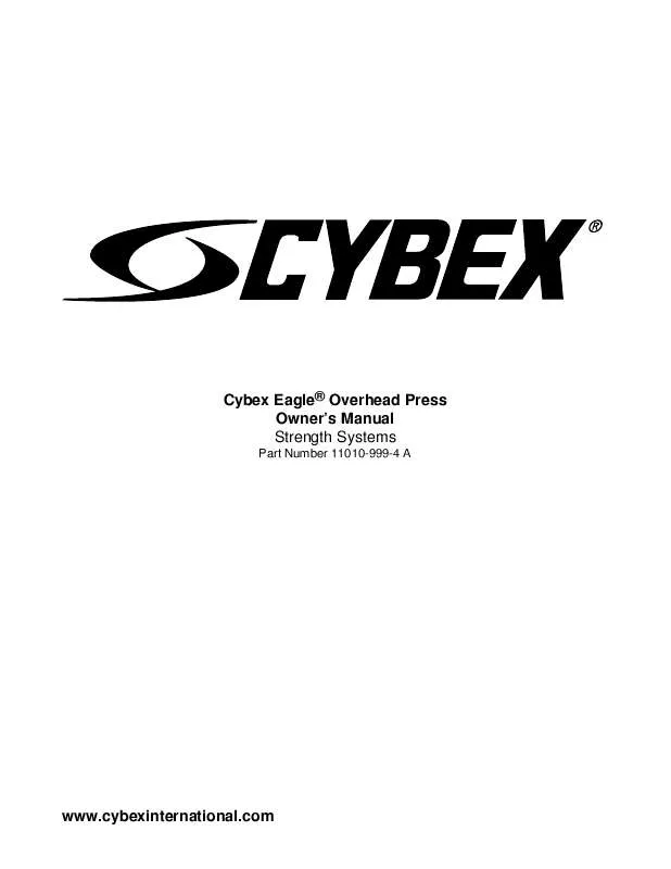 Mode d'emploi CYBEX INTERNATIONAL 11010_OVERHEAD PRESS