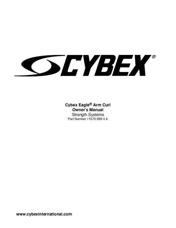 Mode d'emploi CYBEX INTERNATIONAL 11070_ARM CURL