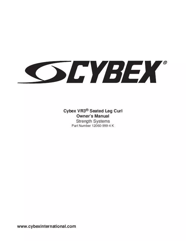 Mode d'emploi CYBEX INTERNATIONAL 12060 SEATED LEG CURL