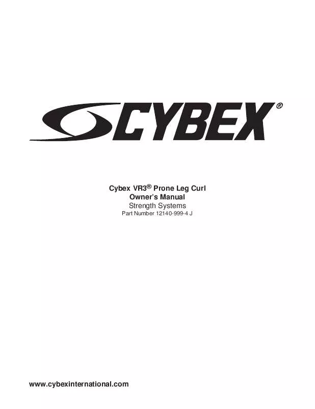 Mode d'emploi CYBEX INTERNATIONAL 12140 PRONE LEG CURL