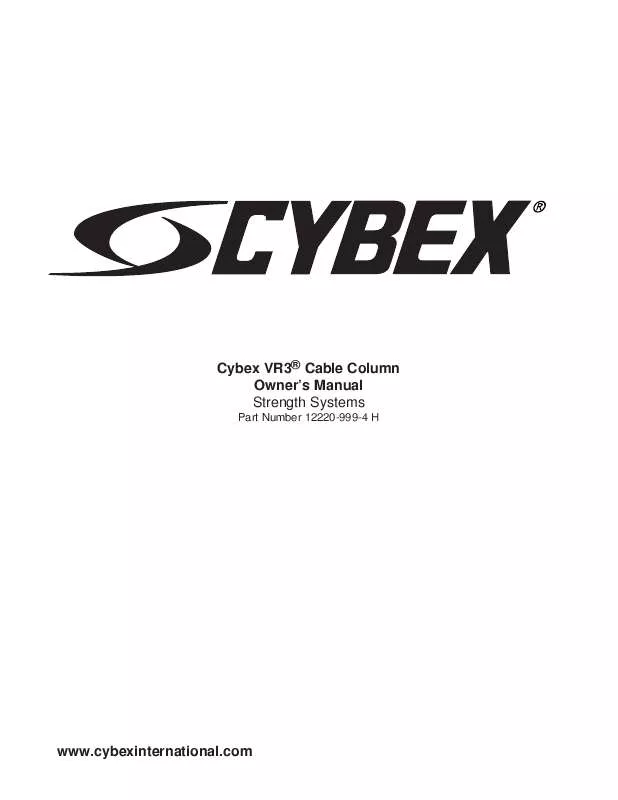 Mode d'emploi CYBEX INTERNATIONAL 12220 CABLE COLUMN
