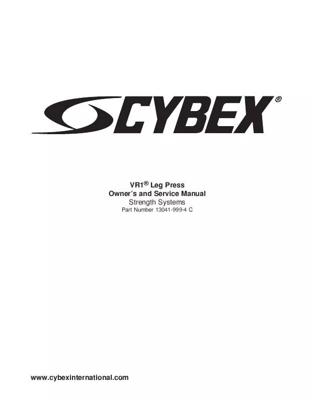 Mode d'emploi CYBEX INTERNATIONAL 13041 LEG PRESS