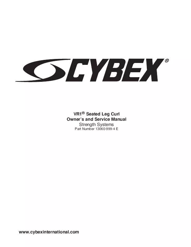 Mode d'emploi CYBEX INTERNATIONAL 13060 SEATED LEG CURL