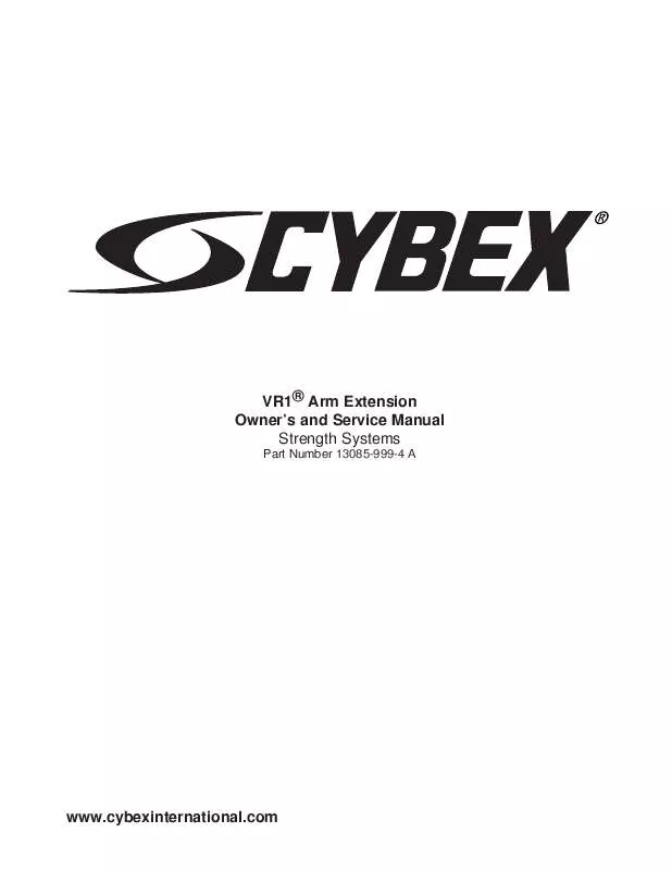 Mode d'emploi CYBEX INTERNATIONAL 13085 ARM EXTENSION