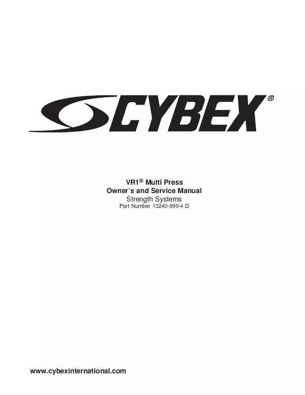 Mode d'emploi CYBEX INTERNATIONAL 13240 MULTI PRESS