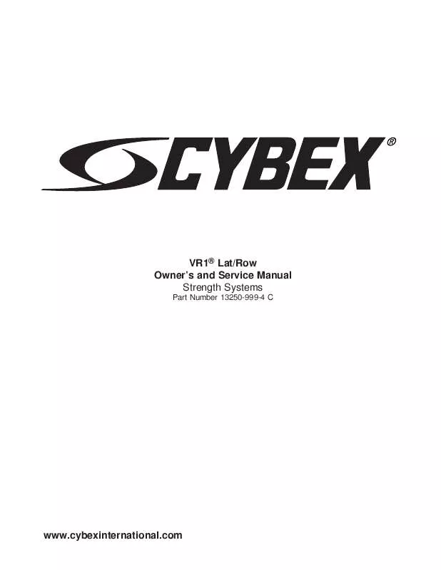 Mode d'emploi CYBEX INTERNATIONAL 13250 LAT-ROW