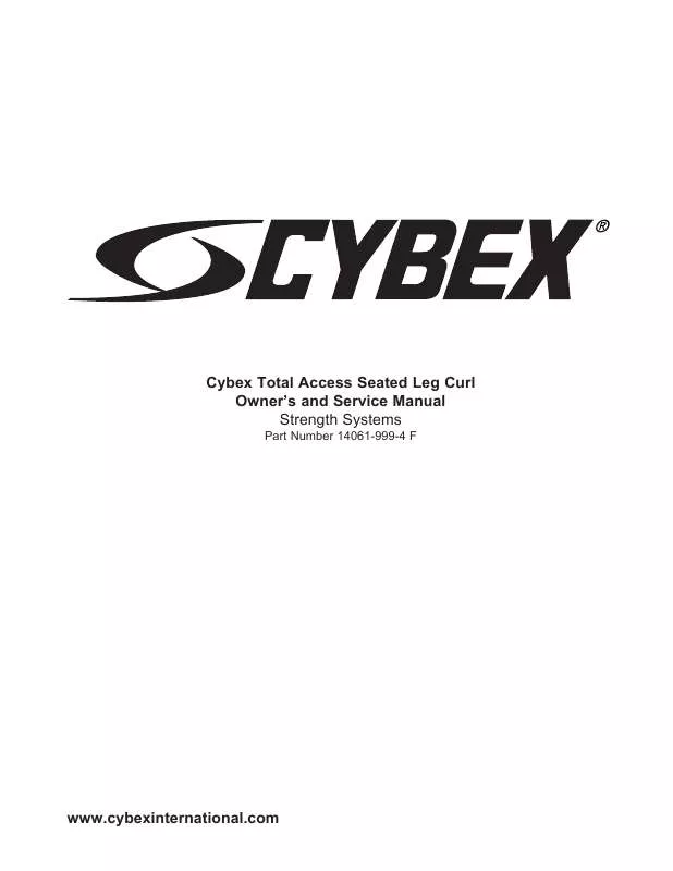 Mode d'emploi CYBEX INTERNATIONAL 14061 SEATED LEG CURL