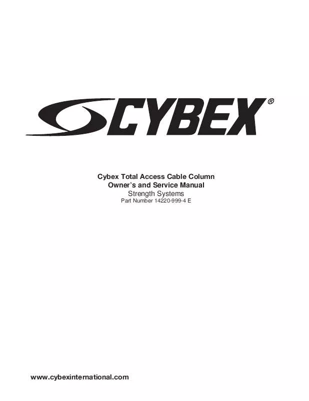 Mode d'emploi CYBEX INTERNATIONAL 14220 CABLE COLUMN