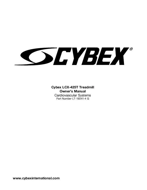 Mode d'emploi CYBEX INTERNATIONAL 425T TREADMILL