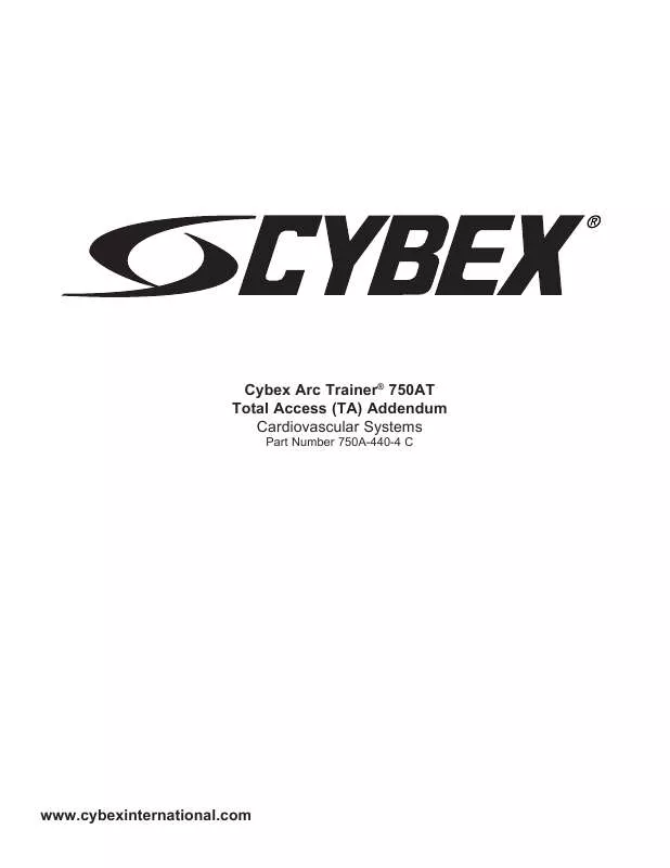 Mode d'emploi CYBEX INTERNATIONAL 750 ARC TA ADDENDUM
