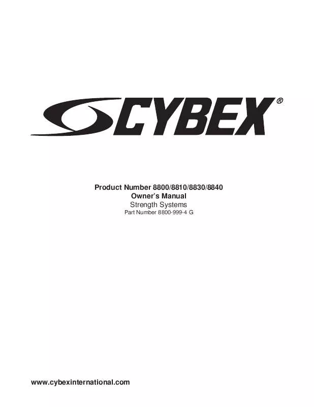 Mode d'emploi CYBEX INTERNATIONAL 8800 SERIES FUNCTIONAL TRAINER