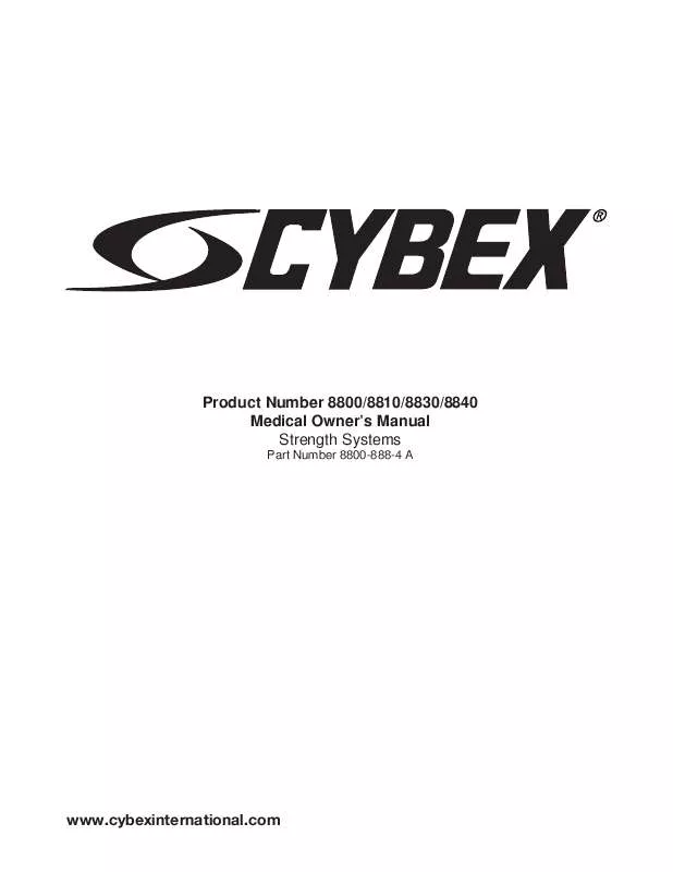 Mode d'emploi CYBEX INTERNATIONAL 8800 SERIES