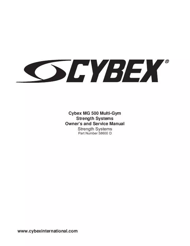 Mode d'emploi CYBEX INTERNATIONAL MG 500