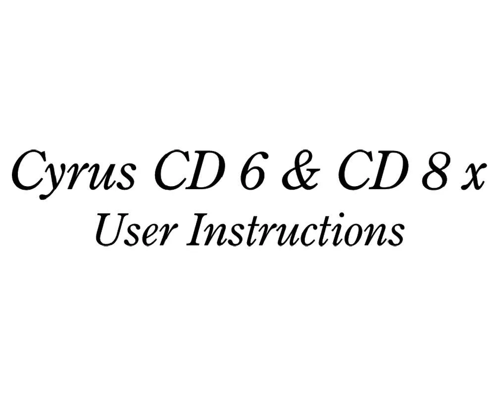 Mode d'emploi CYRUS CD6