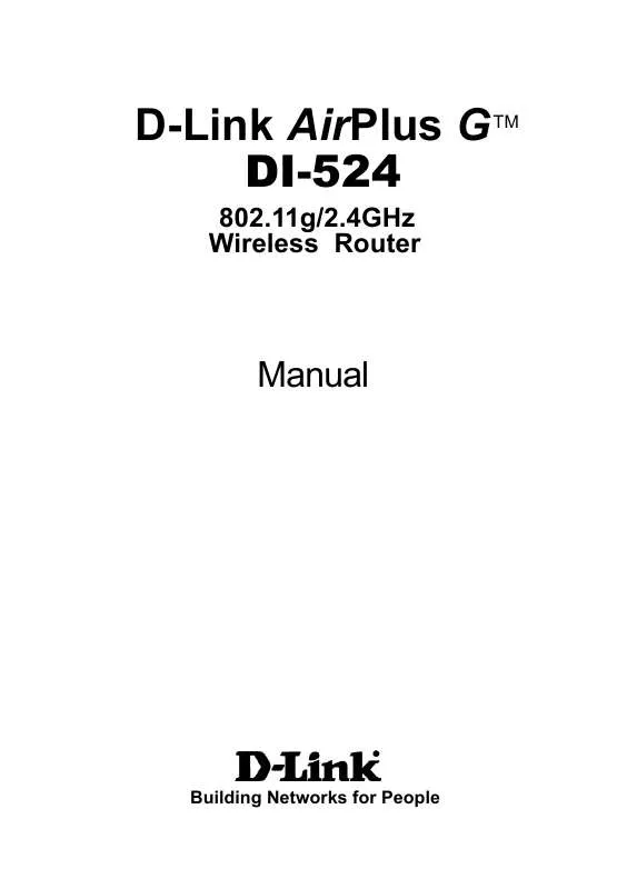 Mode d'emploi D-LINK AIRPLUS G DI-524 WIRELESS ROUTER