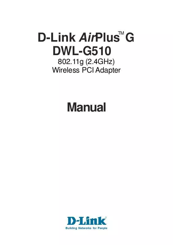 Mode d'emploi D-LINK AIRPLUS G DWL-G510