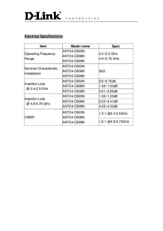 Mode d'emploi D-LINK ANT24-CB03N