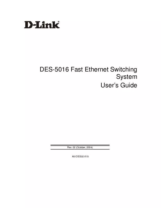 Mode d'emploi D-LINK DES-5016