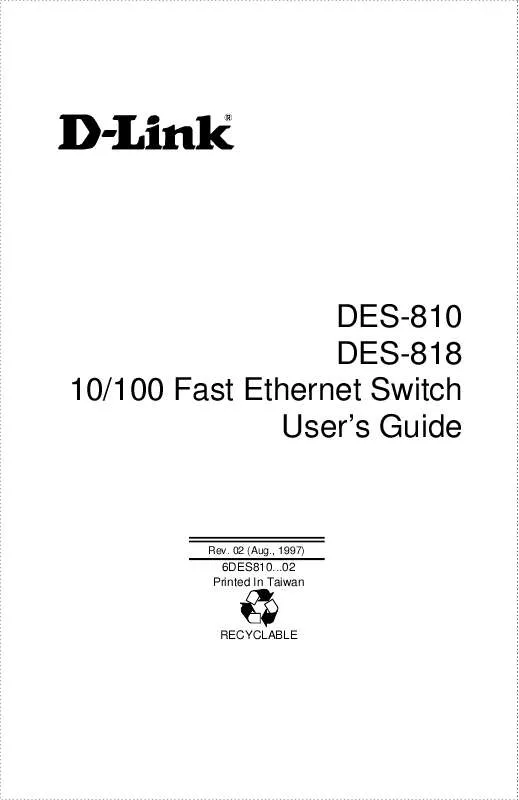 Mode d'emploi D-LINK DES-818