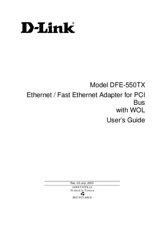 Mode d'emploi D-LINK DFE-550TX