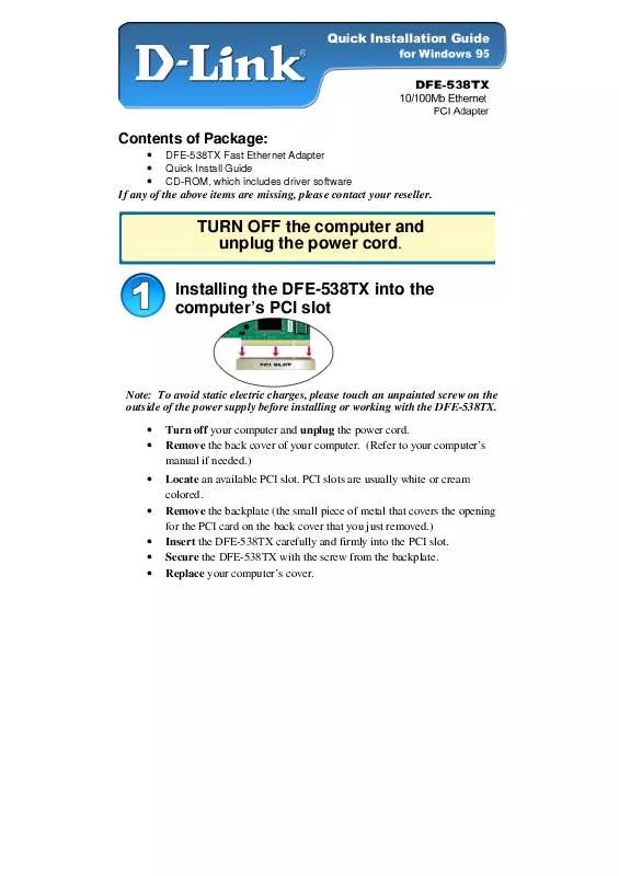 Mode d'emploi D-LINK DFE538TX