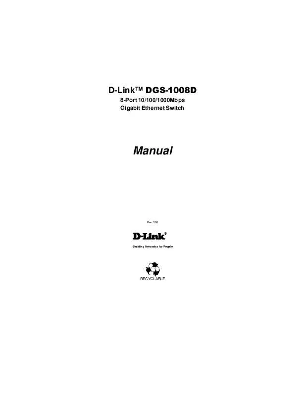 Mode d'emploi D-LINK DGS-1008D