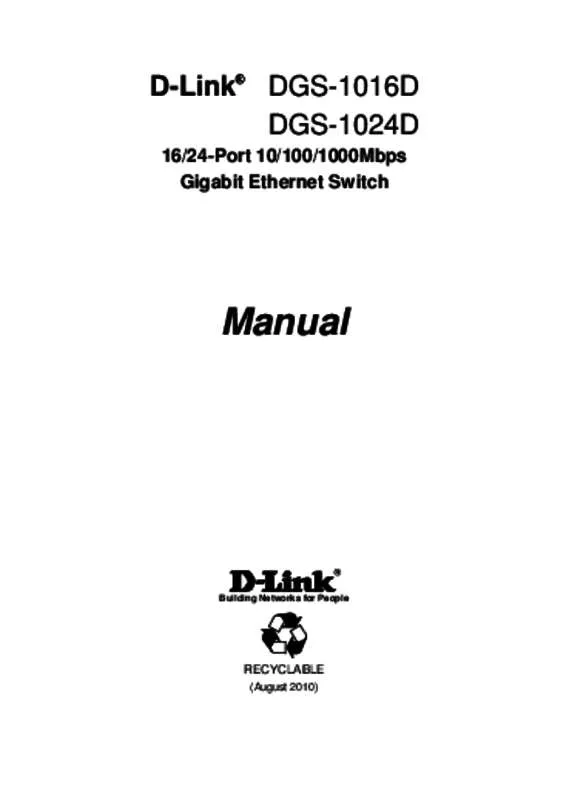 Mode d'emploi D-LINK DGS-1016D