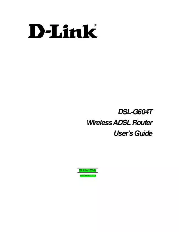 Mode d'emploi D-LINK DSL-G604T