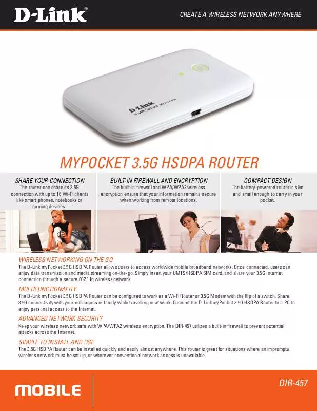 Mode d'emploi D-LINK MYPOCKET 3.5G HSDPA ROUTER