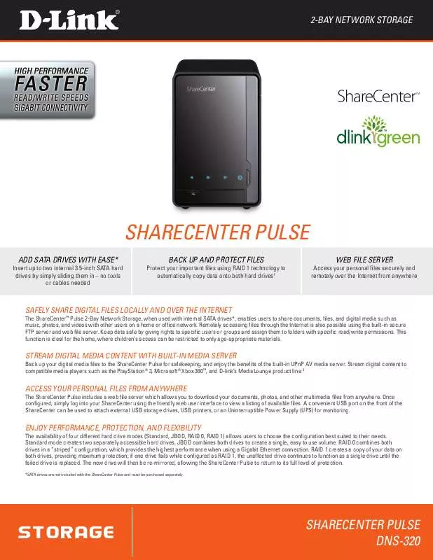 Mode d'emploi D-LINK SHARECENTER PULSE