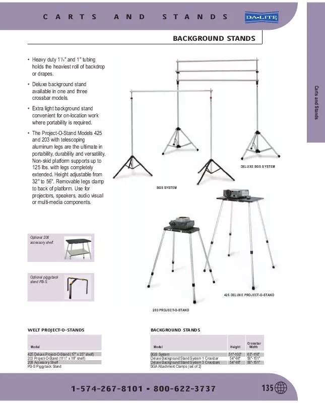 Mode d'emploi DA-LITE 425 DELUXE PROJECT-O-STAND