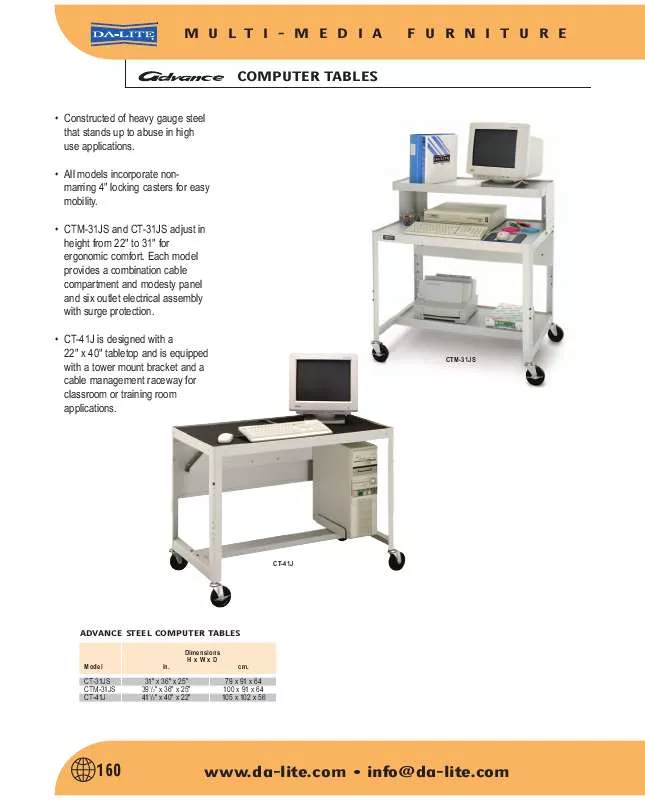 Mode d'emploi DA-LITE COMPUTER TABLES