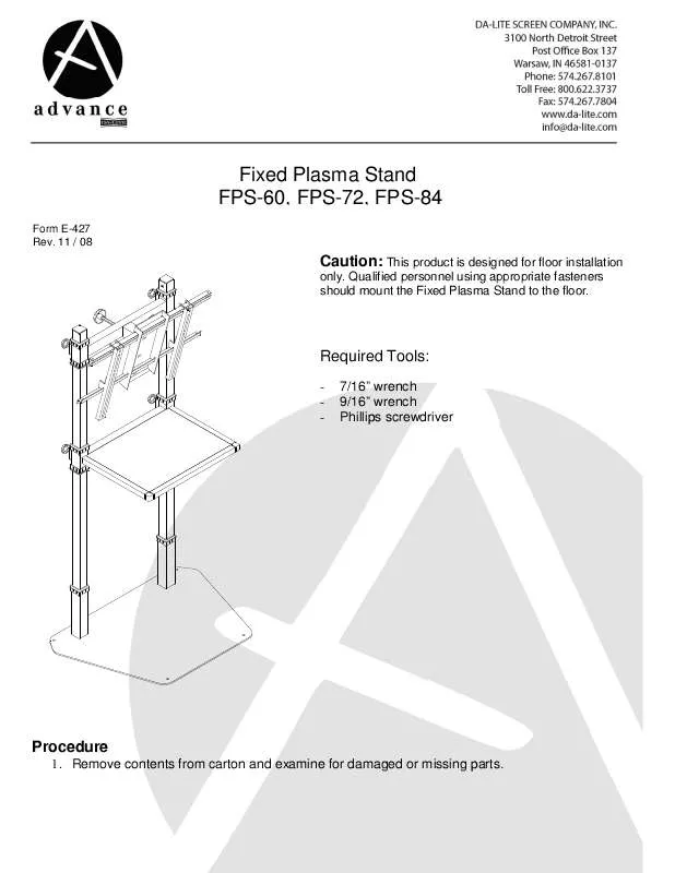 Mode d'emploi DA-LITE FPS-72