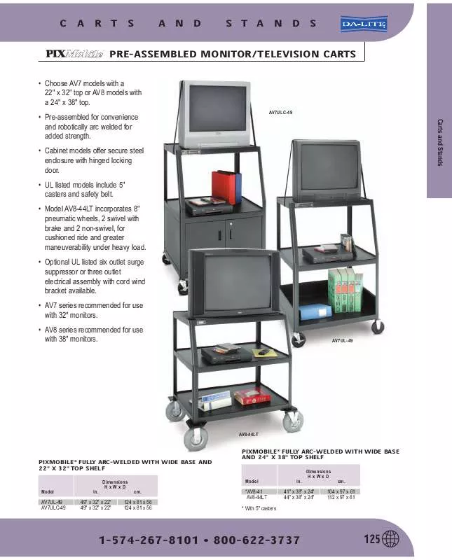 Mode d'emploi DA-LITE PIXMATE PRE-ASSEMBLE